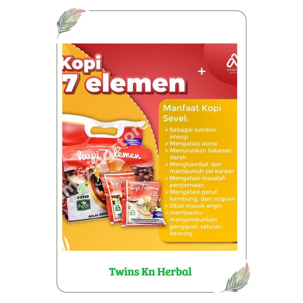 

kopi 7 elemen HNI HPAI isi 10 sachet menjaga kesehatan tubuh mengatasi Maslah pencernaan pernapasan