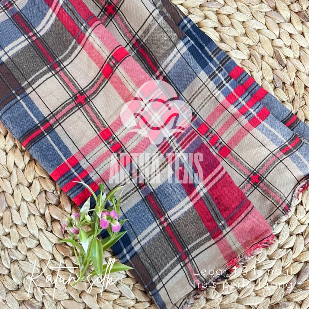kain katun silky motif kotak tartan flannel