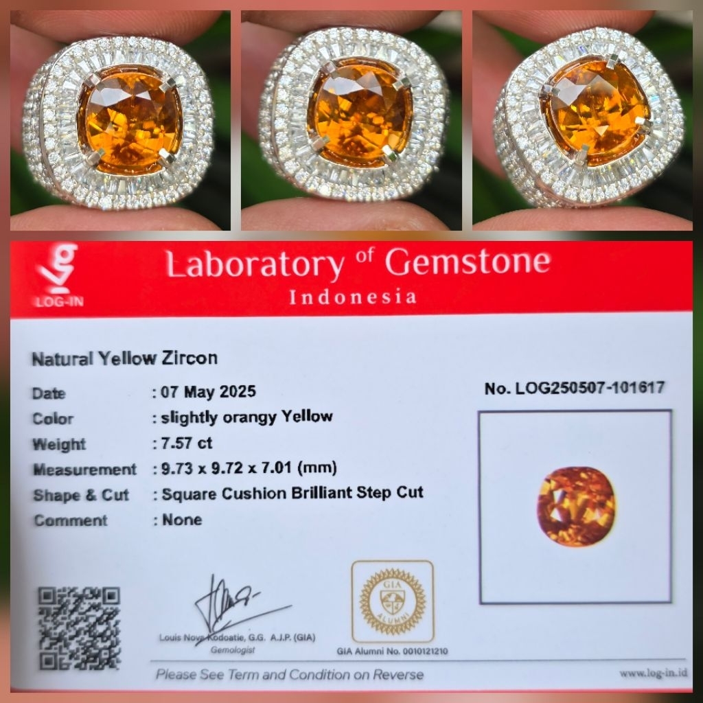 Batu Natural Orangy Yellow Zircon Memo 7.57 crt