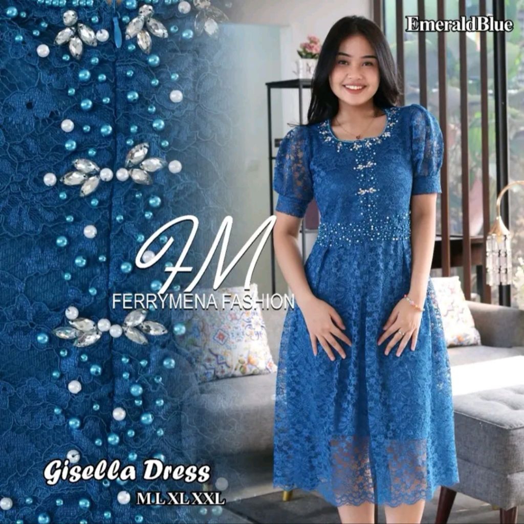 DDEA COLLECTION - NEW DRESS GISELLA BRUKAT FULL PAYET MUTIARA SUPER PREMIUM ELEGAN / DRESS PESTA WAN