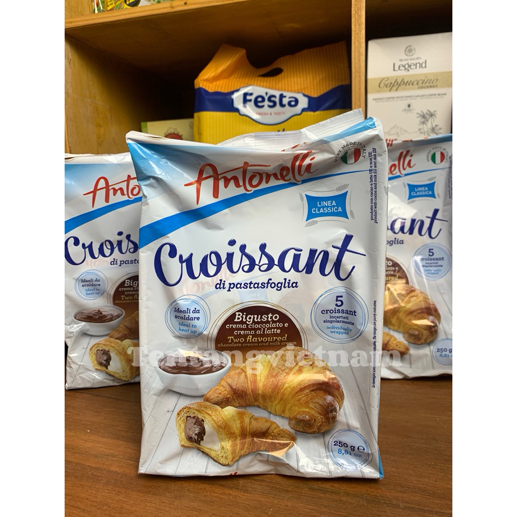 

Croissant Italia Antonelli 250g – Isi Krim Cokelat & Susu – Bánh Croissant Nhân Socola & Sữa