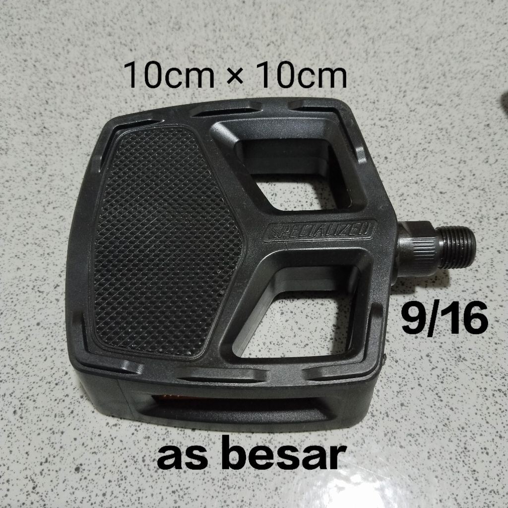 Pedal Sepeda as besar 9/16 Specialized hitam plastik bmx fixie mtb