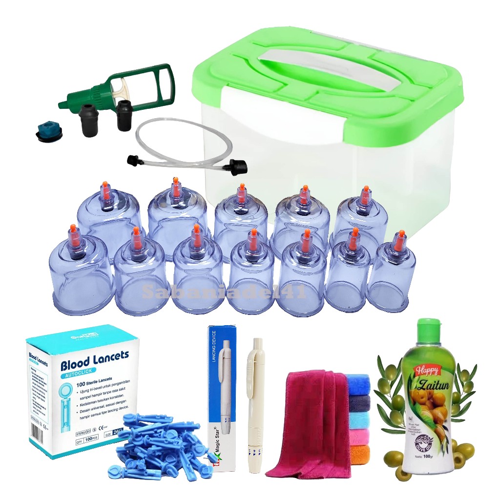 PAKET ALAT BEKAM KOP ANGIN 12 PCS PULL OUT AVACUUM APPARATUS KOP BADAN MEREDAKAN MASUK ANGIN