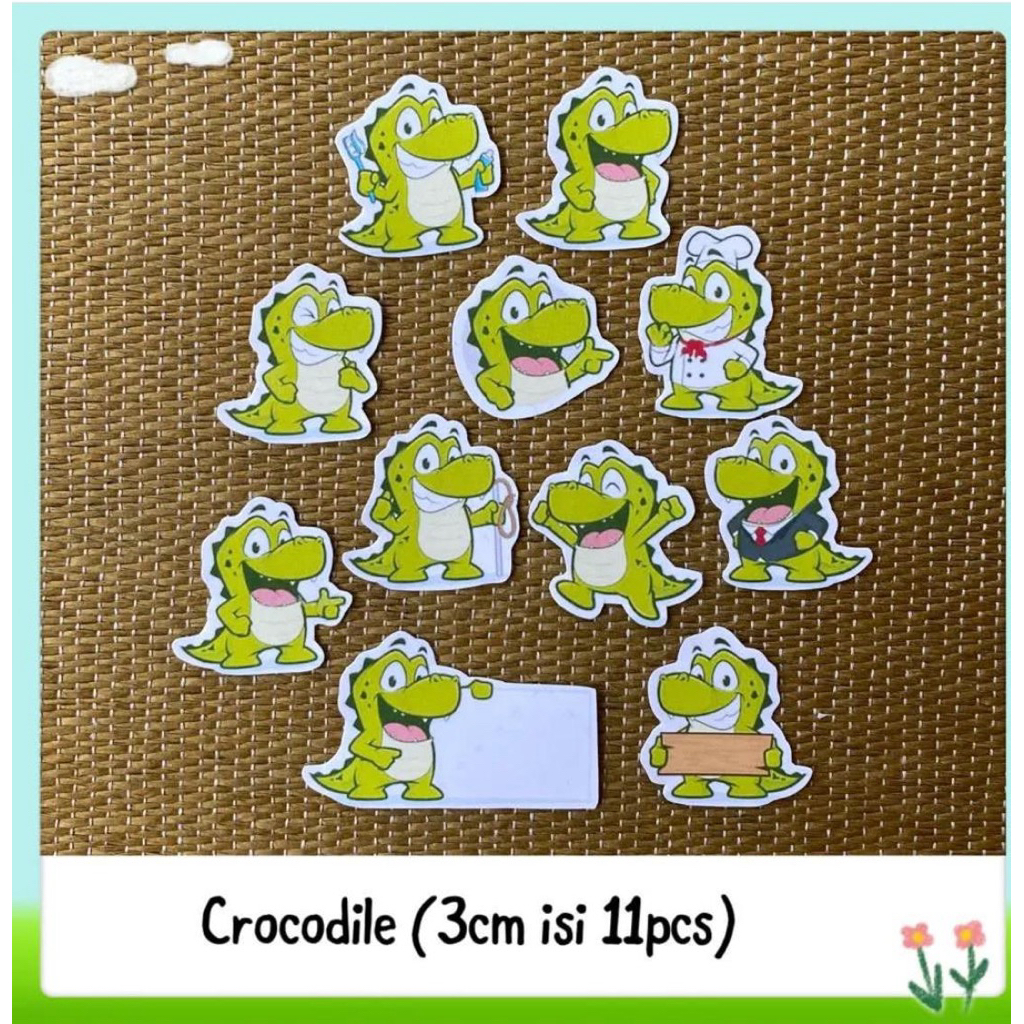 

11pcs sticker tempelan glossy hewa binatang buaya / crocodile sticker