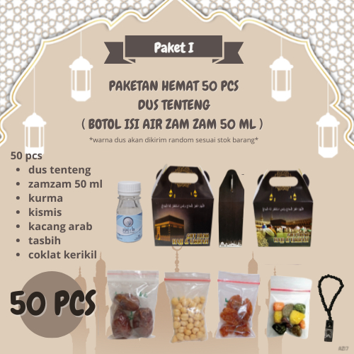 

Paketan hemat tasbih+coklat turki teng teng untuk oleh oleh haj/umroh 50pcs (botol isi air zam zam 50 ml)