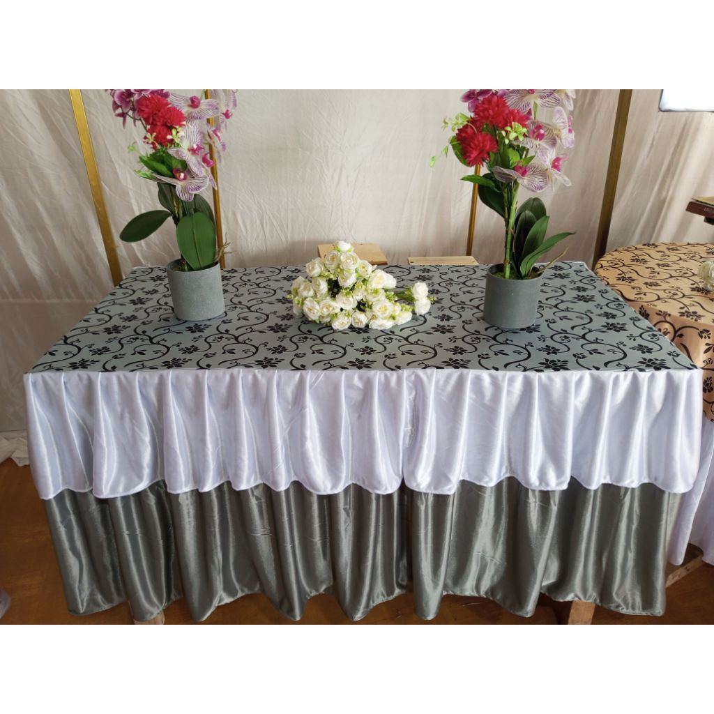 cover taplak meja batik poni 60cm x 50cm x 120cm menutupi depan samping kanan Kiri meja