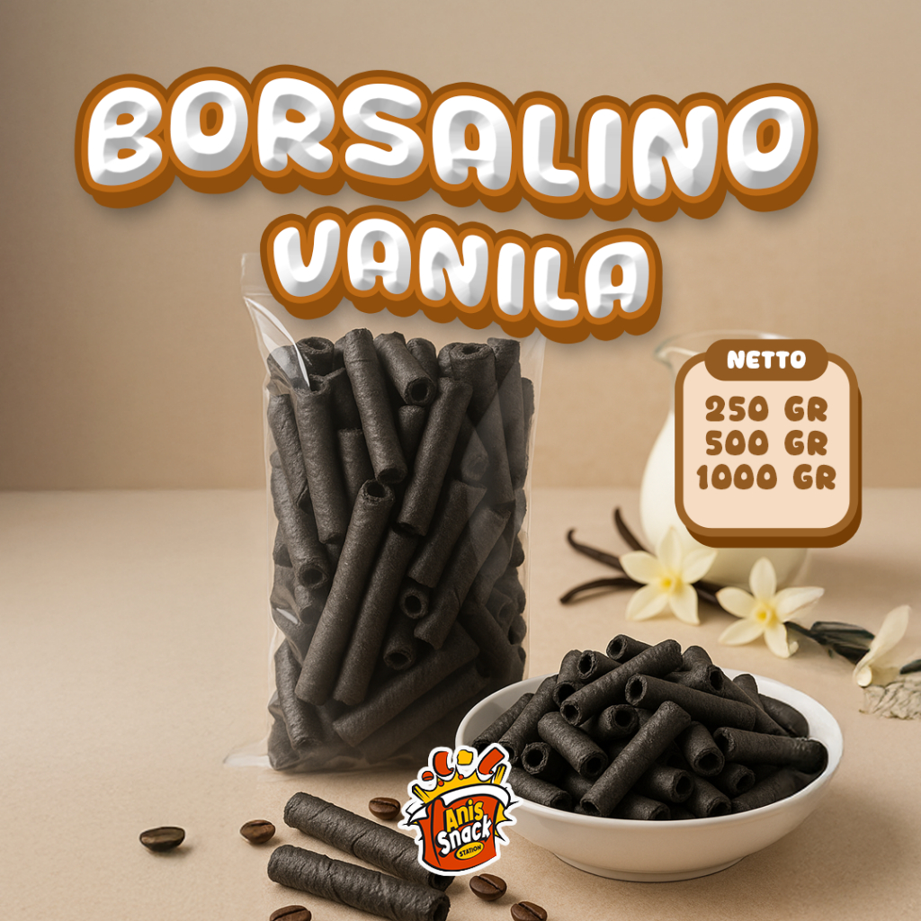 

Borsalino Vanilla / Borsalino Putih / Wafer roll Mini Vanilla