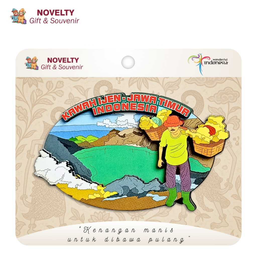 Souvenir magnet kulkas Kawah Ijen Jawa Timur oleh oleh negara Indonesia