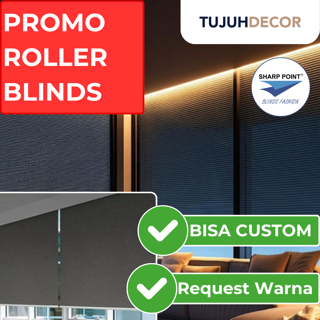 SET Roller Blind BLACKOUT Superior Tirai Gulung Outdoor Indoor Jendela Premium Modern - Sharp Point