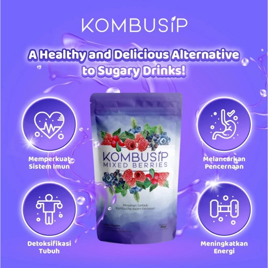 

Kombusip Teh Kombucha Mixed Berries/Grapefruits Minuman Teh Serbuk 10 Sachets - 1 Pack
