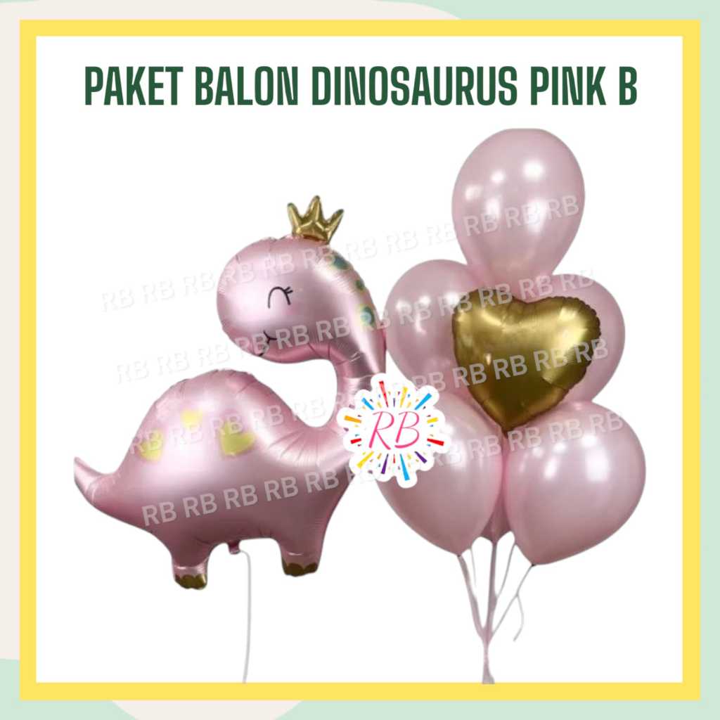 Paket Balon DINOSAURUS PINK B / Dekorasi Ulang Tahun Balon Dino Pink