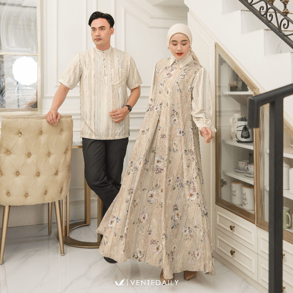 Ventedaily - Niara Couple Baju Couple Gamis Kemeja Suami Istri Couple Lebaran Kondangan 2025