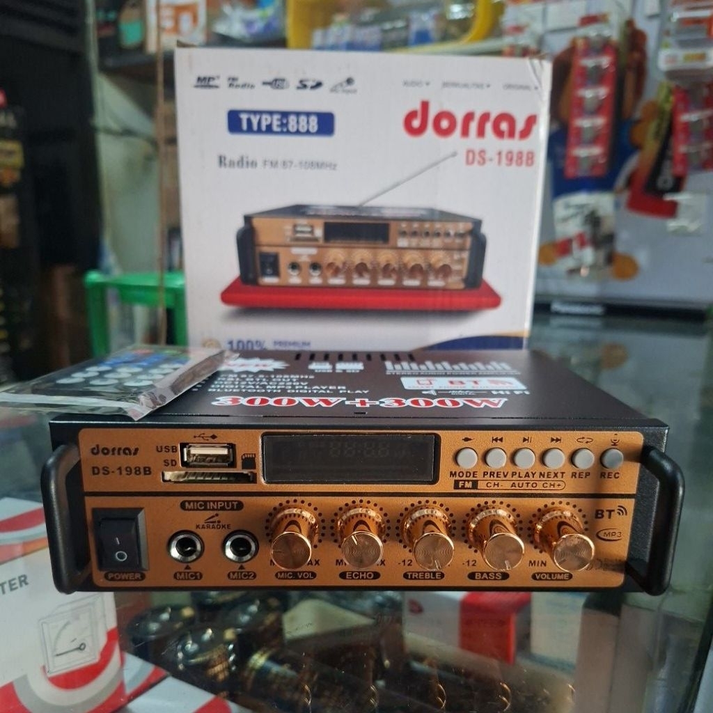 ampli ac dc 600 watt input 2mic + echo mp3 bluetooth kualitas teruji bagus
