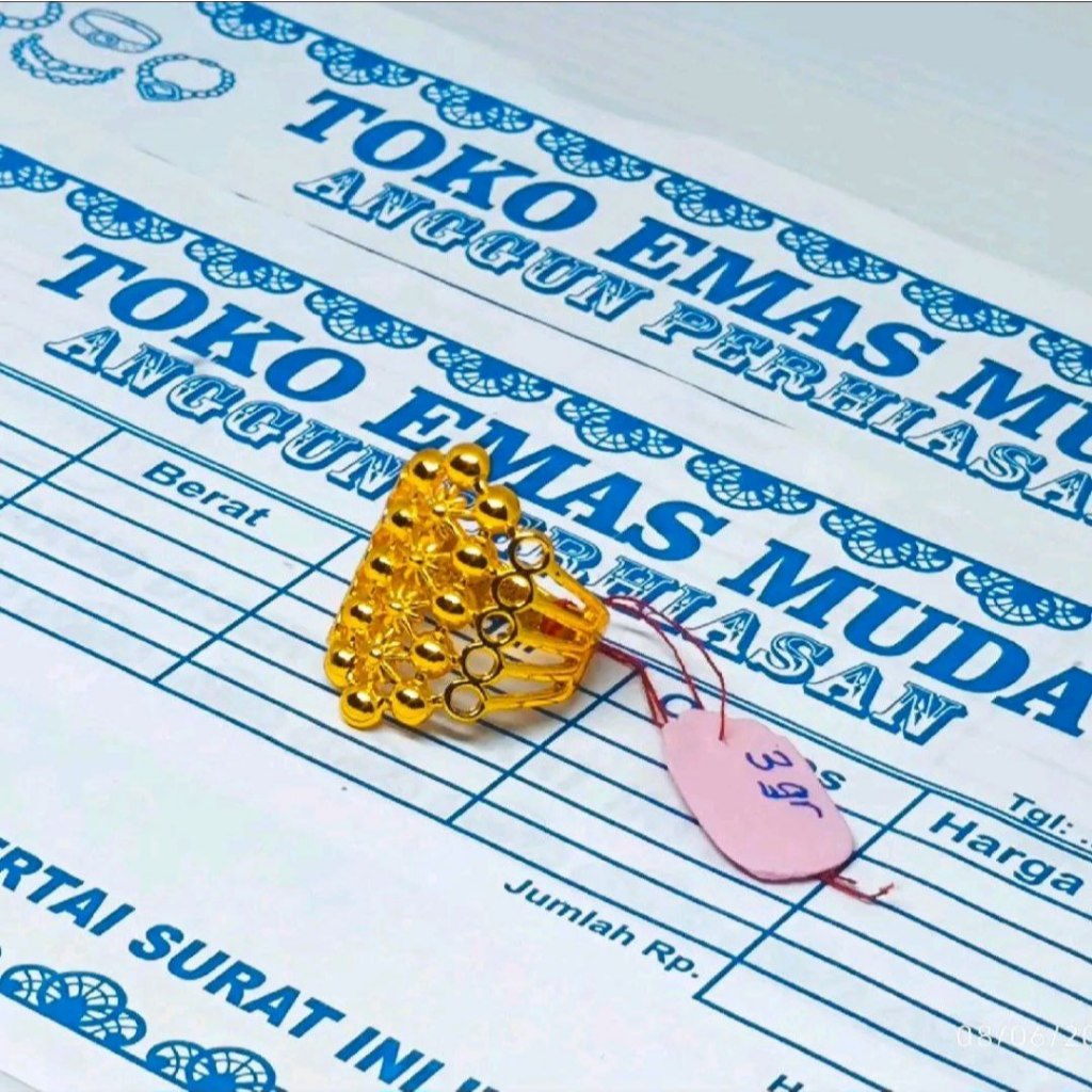 Cincin dubai wanita emas muda 3gr motif pentol paling laris
