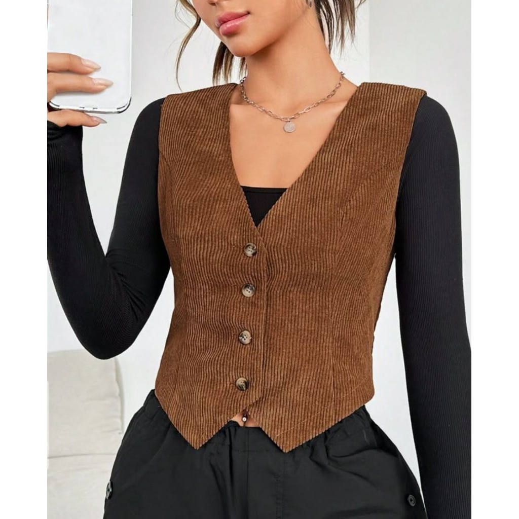 Vest Corduroy/ Vest wanita/ Rompi wanita/ Rompi Kerja