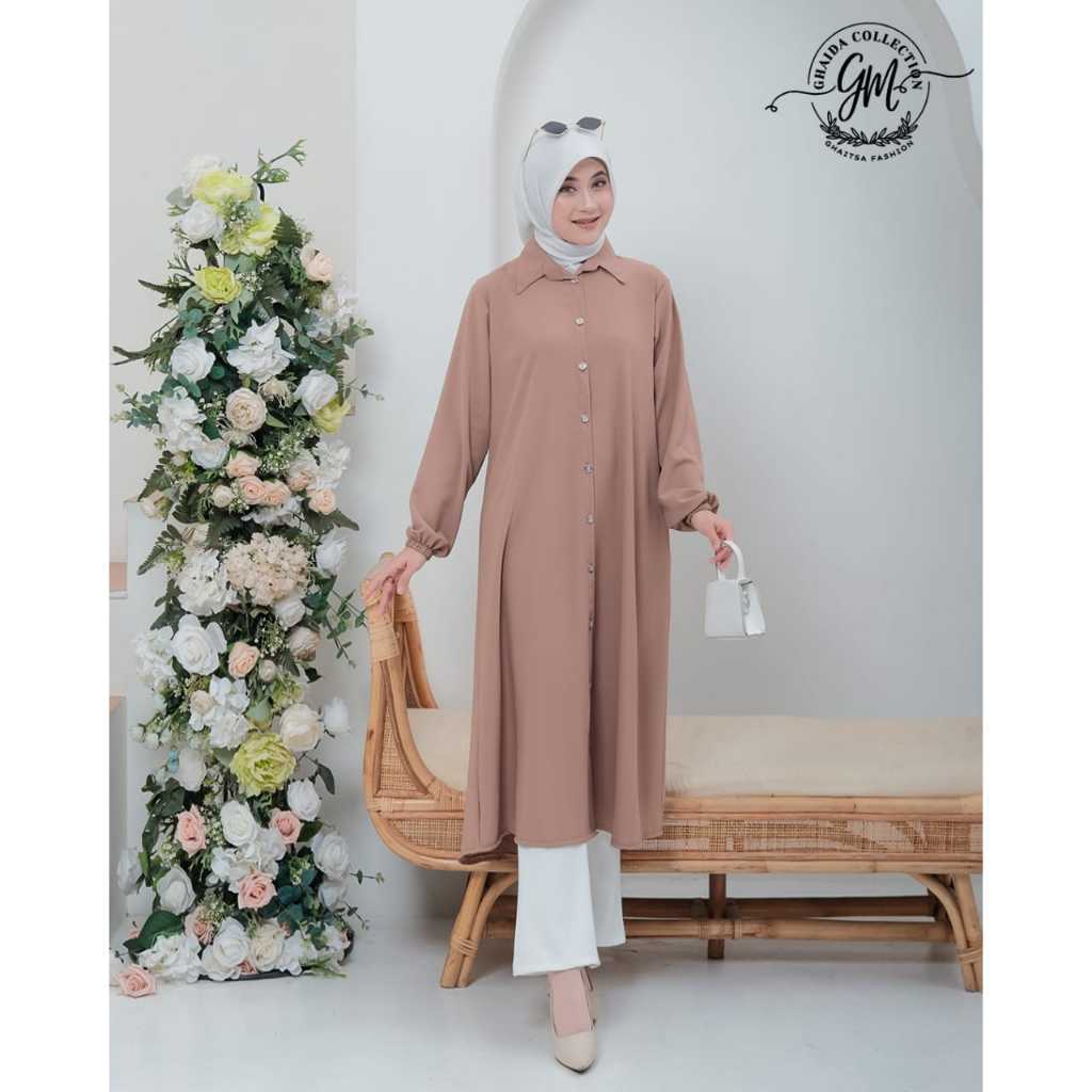 GHAITSA – Marbela Midi Dress Gamis mocca Busui Friendly Bahan Marbela Premium