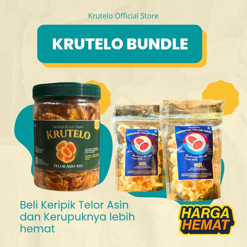 

BUNDLE HARGA HEMAT | Keripik KRUTELO WHISPER & Kerupuk Telor Asin 100 Gr ENAK PREMIUM CEMILAN KEKINIAN
