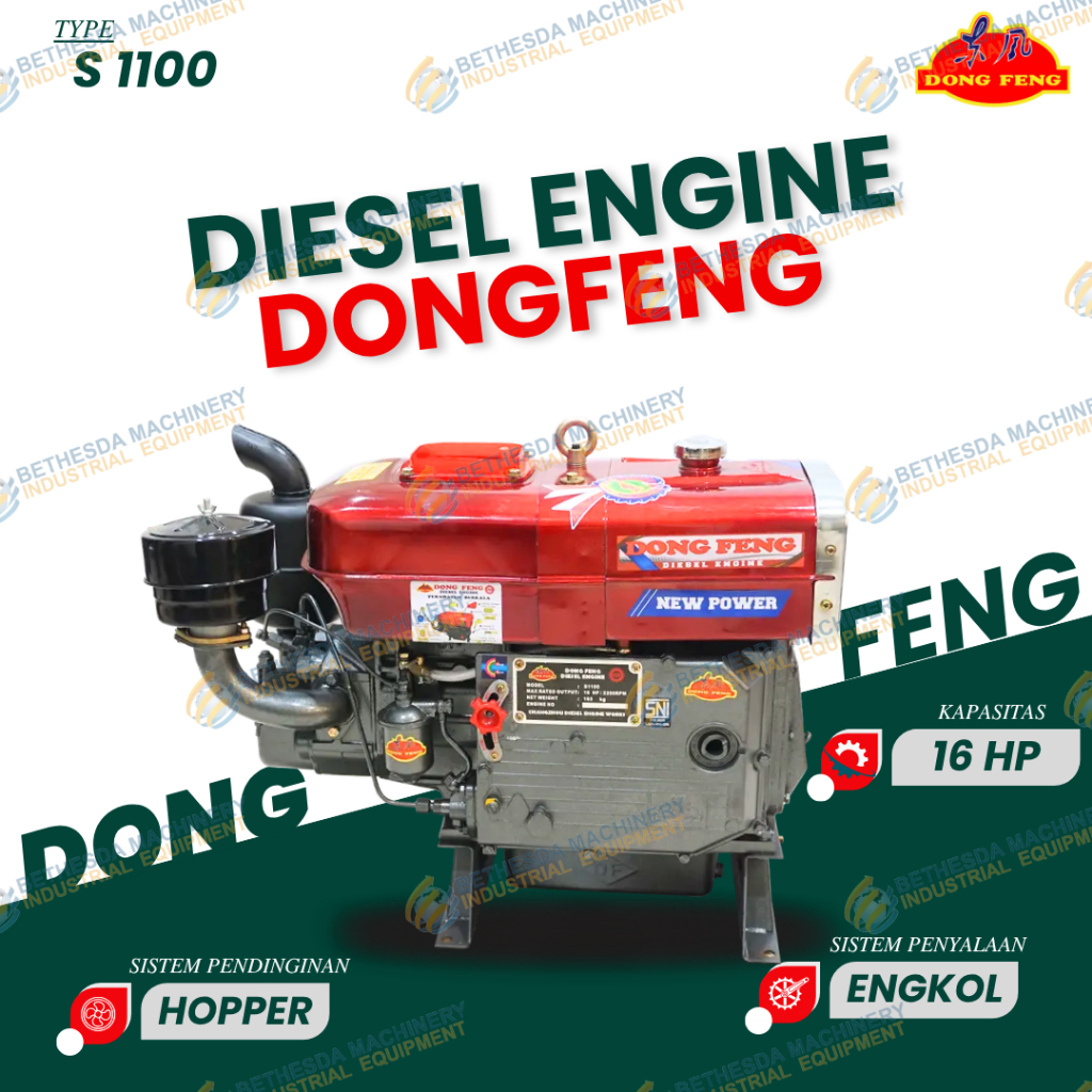 Mesin Diesel S 1100 Dong Feng 16 Pk Engine Serbaguna 15 HP