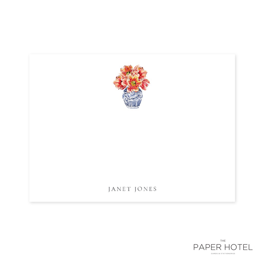 

1 Sided Notecard - Red in the Jar (Personalized Initials/Name, 16 pcs)