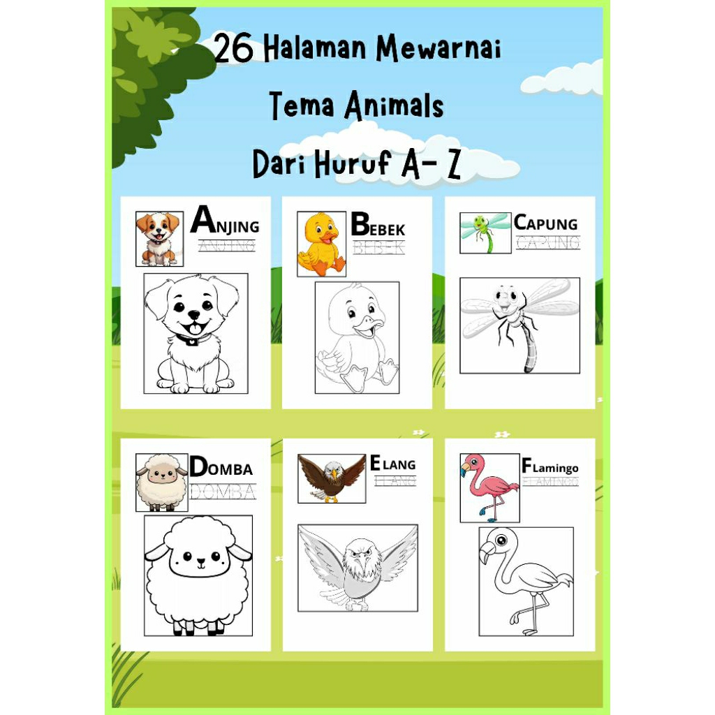 

25 Halaman Mewarnai Tema Animal A-Z