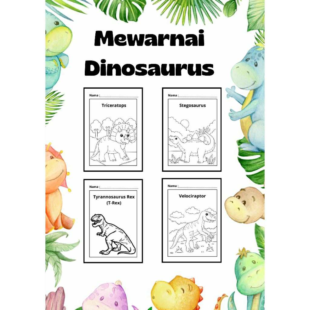 

25 Halaman Mewarnai Tema Dinosaurus