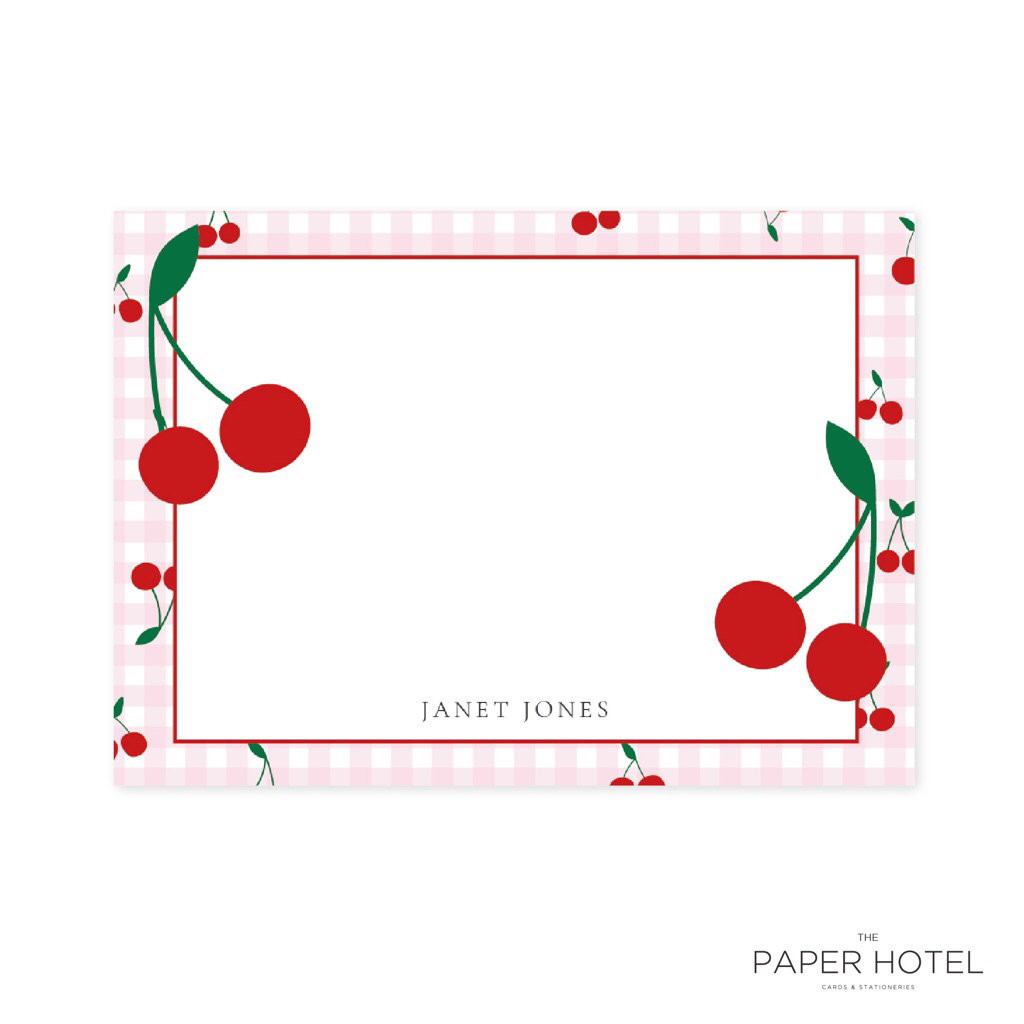 

1 Sided Notecard - The Cherry (Personalized Initials/Name, 16 pcs)