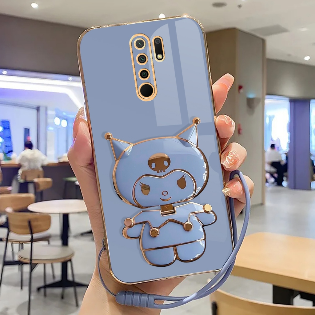 Softcase Xiaomi Redmi 9 Case Mirror Stand Kuromi Casing Plating Terbaru