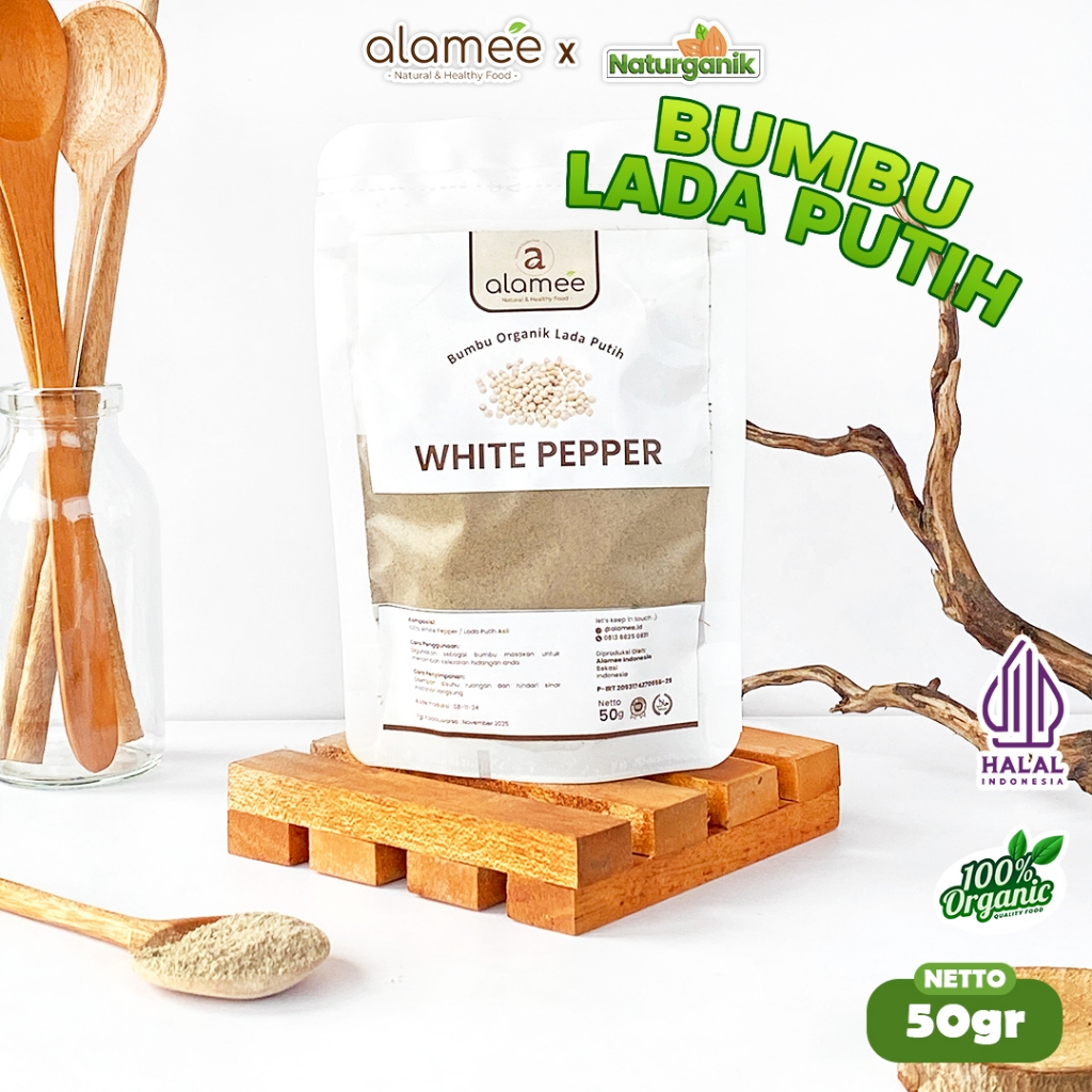 

ALAMEE White Pepper Powder Lada Putih Bubuk Merica Whitepepper Bumbu Dapur 50g Organik Naturganik