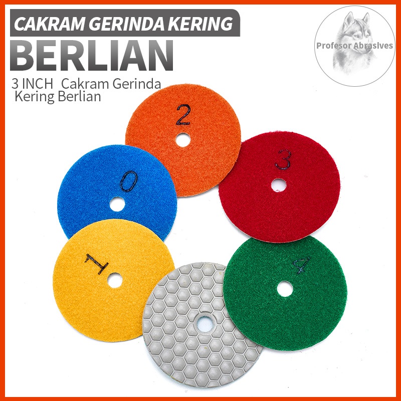 READY STOK Diamond Pad 3 Inch Kakram Gerinda Kering Berlian Marmer Granit Batu Amplas Lantai Grosir 