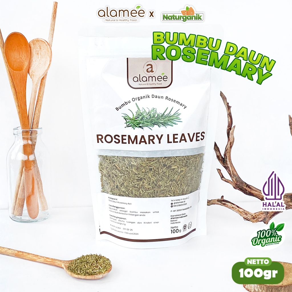 

ALAMEE Rosemary Leaves Daun Kering Dried Flakes Organik Garnish Rempah Bumbu 100 Gram Naturganik