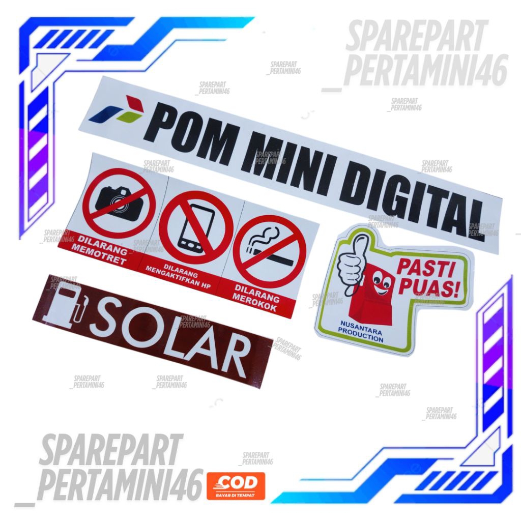 Stiker Set 1 Nozzle Solar Pertamini Pom Mini Digital