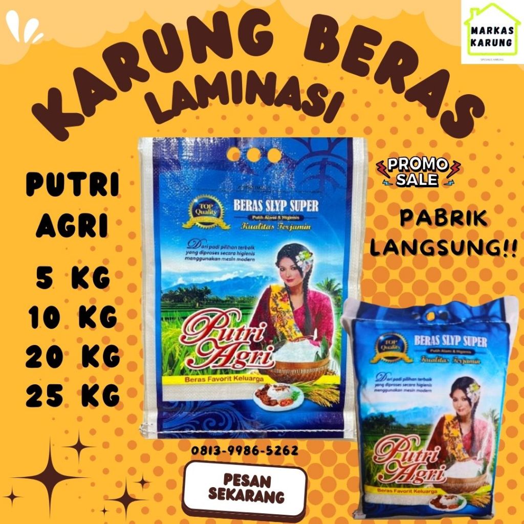 Karung Beras Laminasi Putri Agri Karung Beras Premium SLYP SUPER Putri Agri 5kg 10kg 20kg 25kg