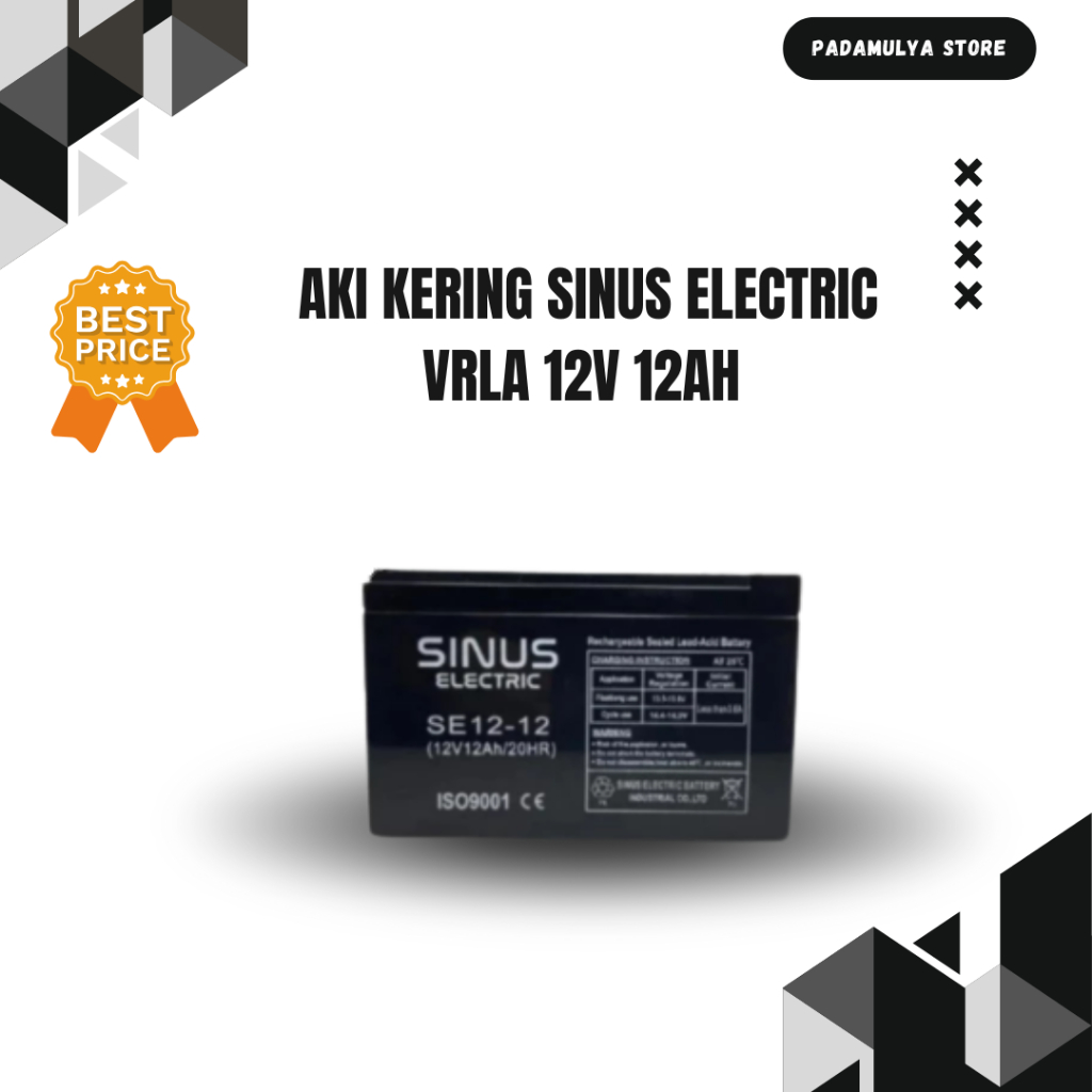 Aki Kering Sinus Electric VRLA 12V 12Ah Sepeda Listrik Mr Jackie Series