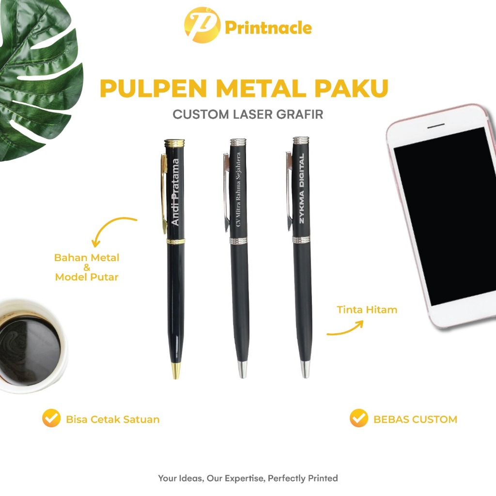 

Custom Pulpen Metal Paku Souvenir Promosi Cetak Laser Grafir Logo