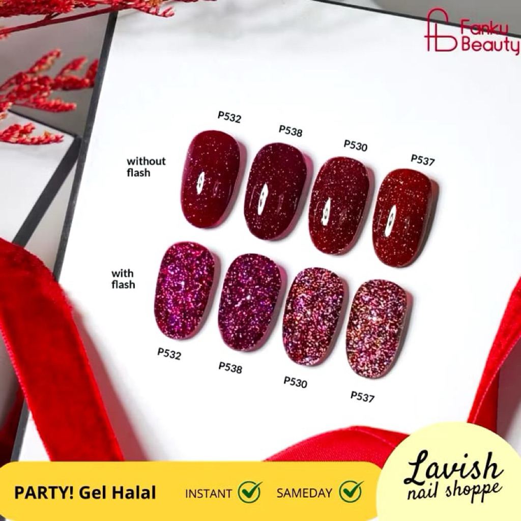 KUTEK GEL HALAL PARTY RED TINY REFLECTIVE FLASH KUTEK GEL HALAL PARTY