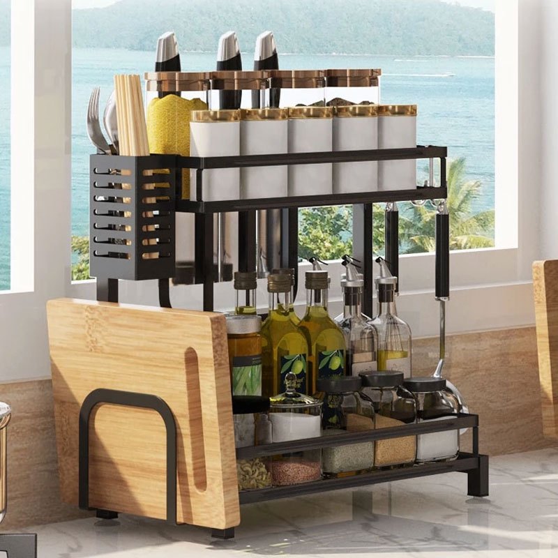 Rak Bumbu Dapur Stainless Steel Rak Penyimpanan Dapur Rak Bumbu Rak Dapur Stainless 3 Susun 2 Susun