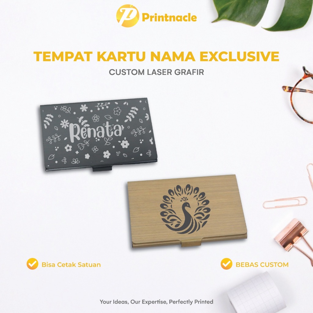 

Custom Tempat Kartu Nama /Name Card Holder Exclusive Stainless Laser Grafir Nama
