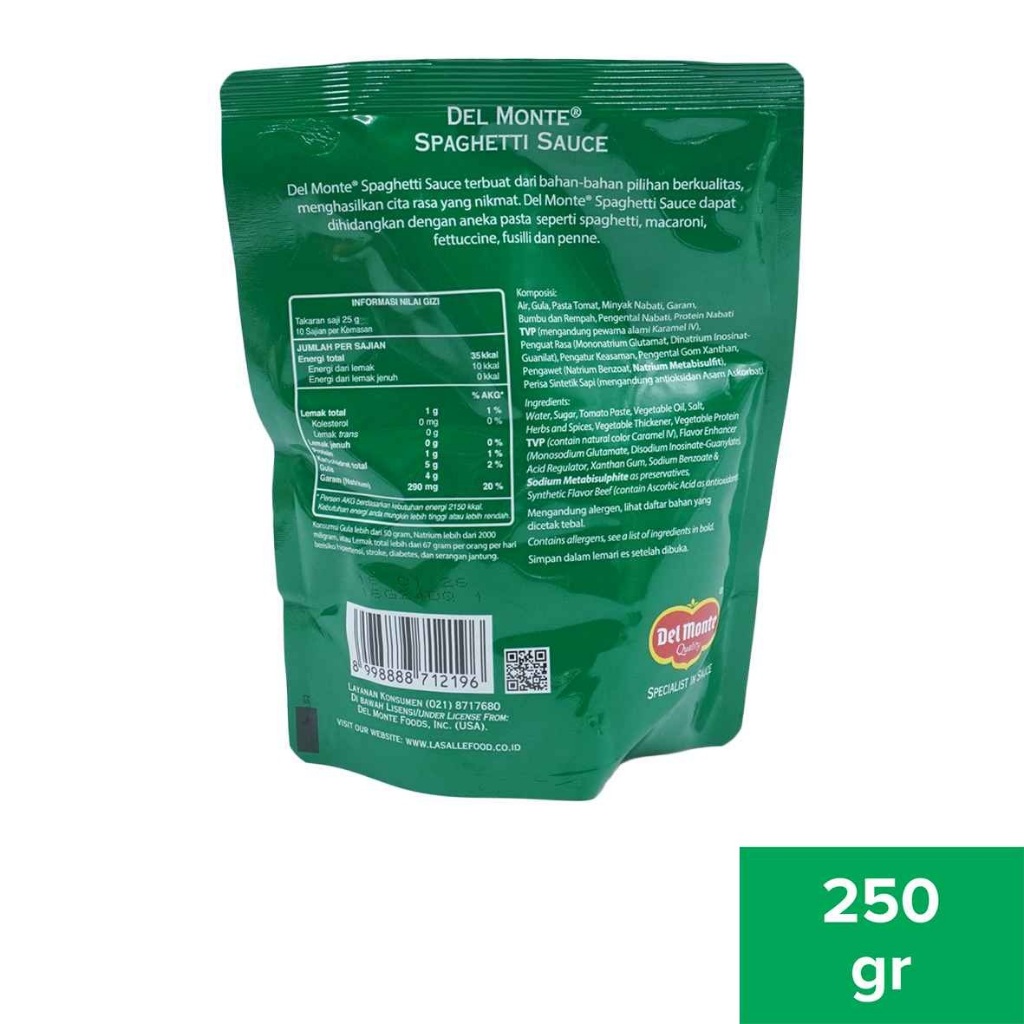 

DEL MONTE SPAGHETTI SAUCE POUCH 250GR