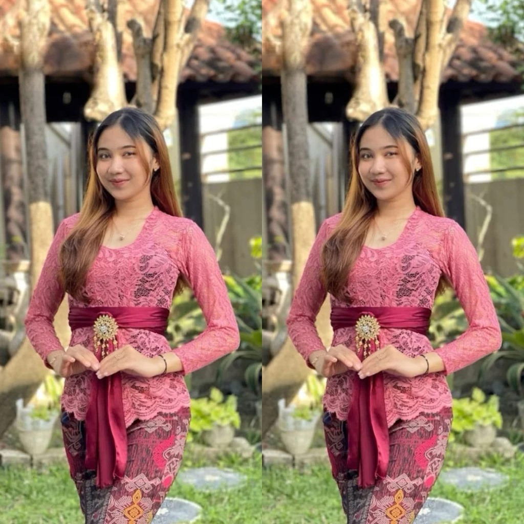 setelan kebaya  modern + kamen bali melar+selendang sifon polos 2.4 meter/setelan kebaya+rok jadi mo