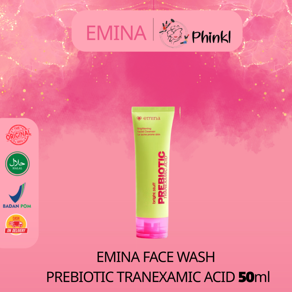 `ღ´ PHINKL `ღ´ ╰☆☆ 𝔢мιℕά ☆☆╮ Emina Bright Stuff Prebiotic Tranexamic Acid Facial Wash 50ml  jerawat 