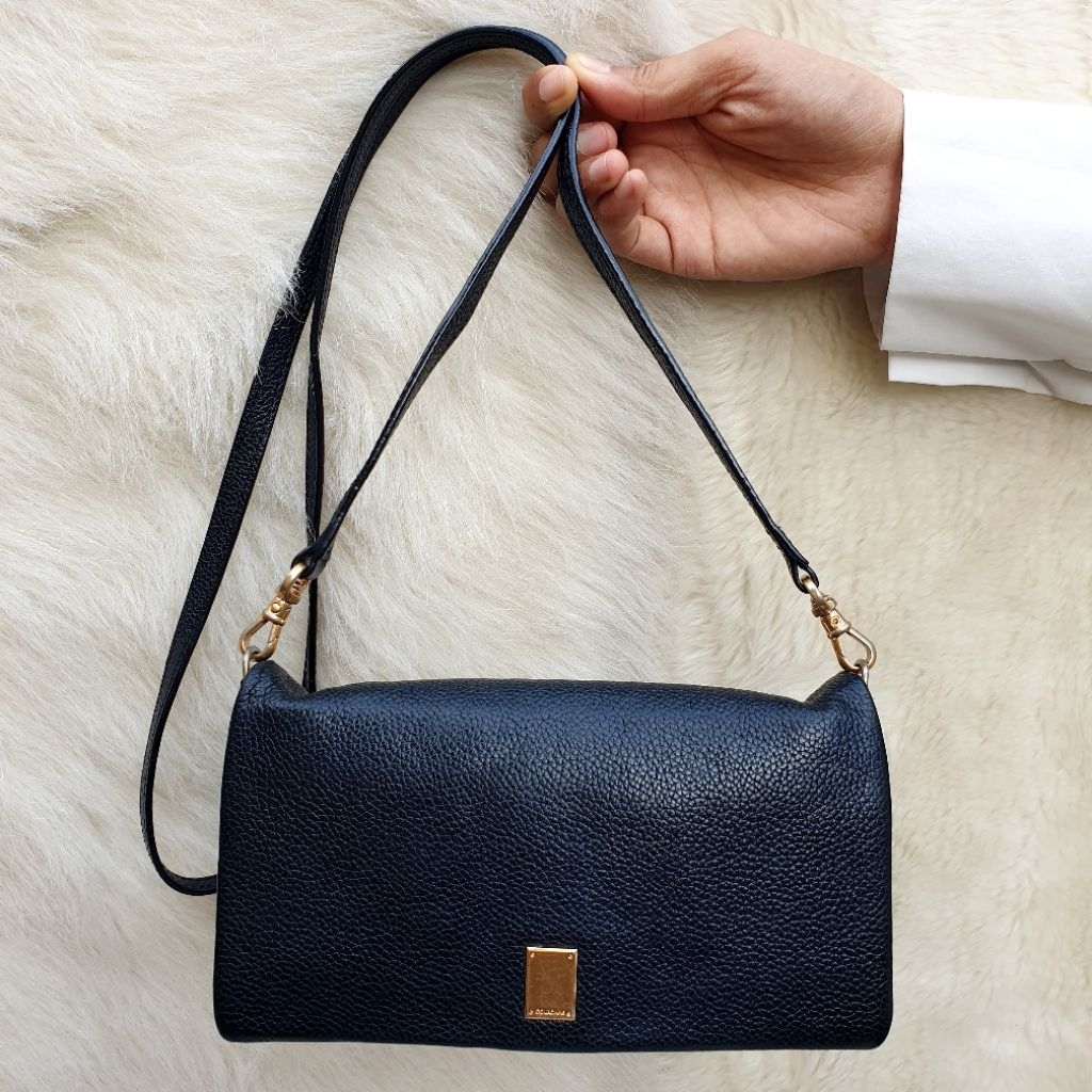 Tas Couronne Selempang Sling Bag Mini Kulit Asli Hitam Wanita