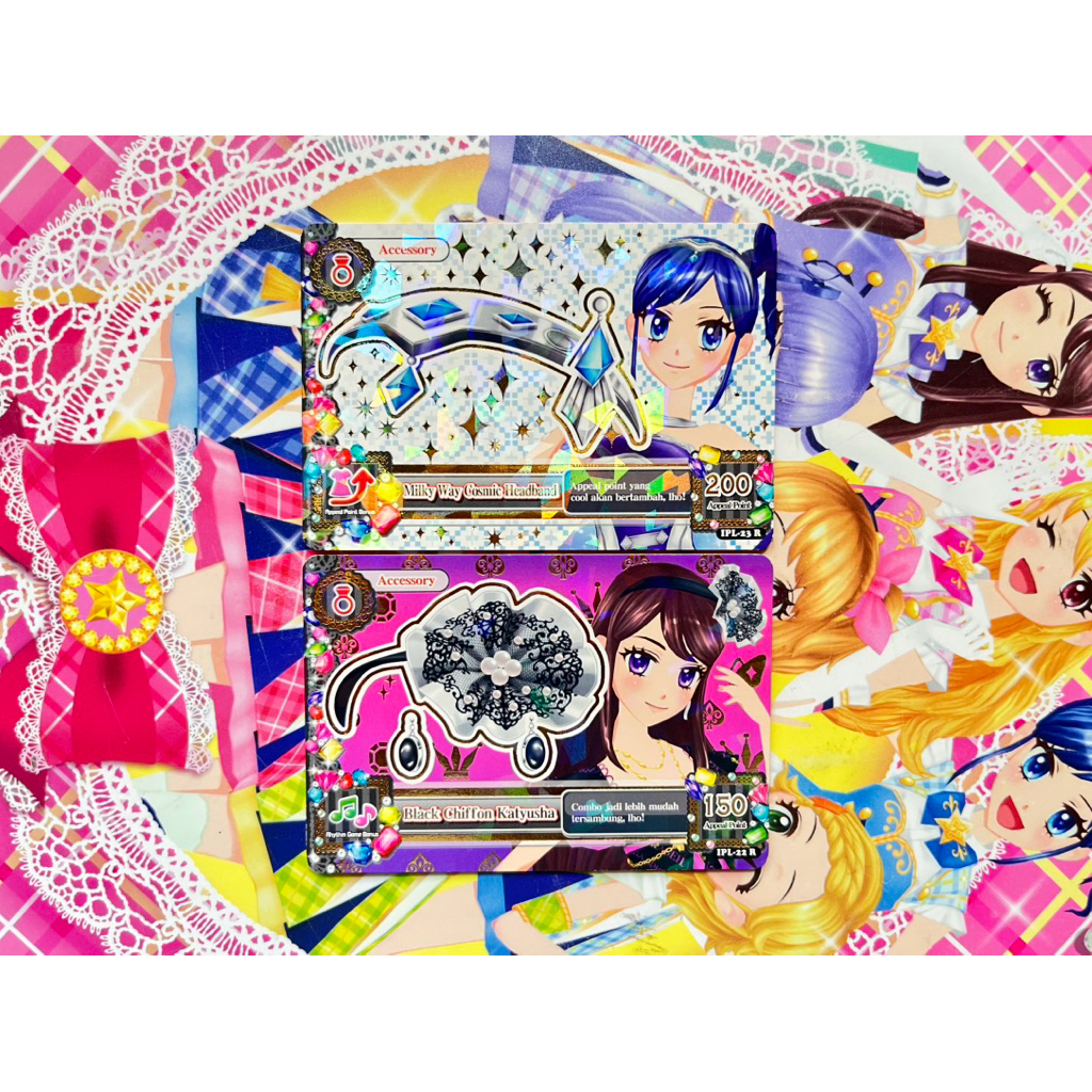 Kartu Aikatsu Beta IPL Milky Way Cosmic Headband Black Chiffon Katyusha Hairband Aoi Kiriya Ran Shib