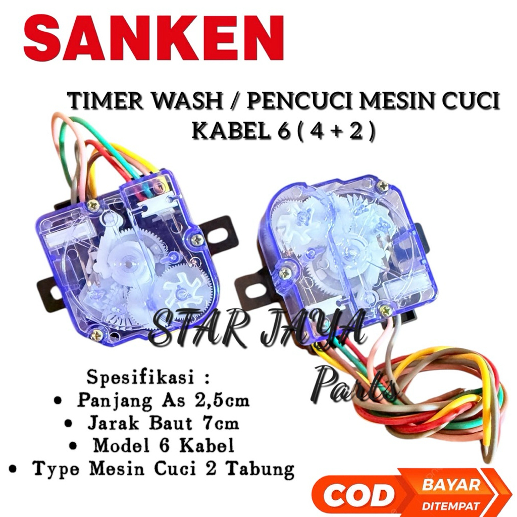 Sanken Timer Wash 6 Kabel Mesin Cuci 2 Tabung - Timer Pencuci 6 Kabel