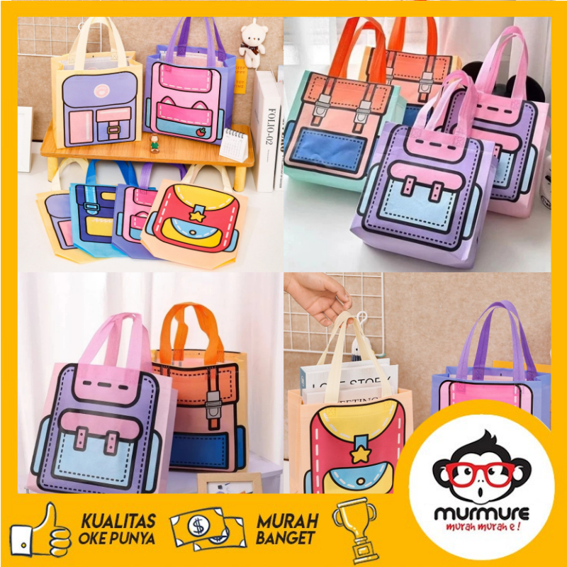 

Tas Hampers Non Woven Anti Air Tema Tas Sekolah 22x22x9Cm - Totebag / Hand Bag Ulang Tahun