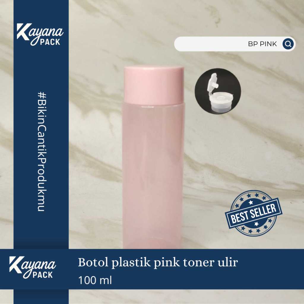 Botol Toner 100ml Pink Plastik Tutup Ulir Putih / Pink / Botol Pink plastik 100 ml / botol pink tone