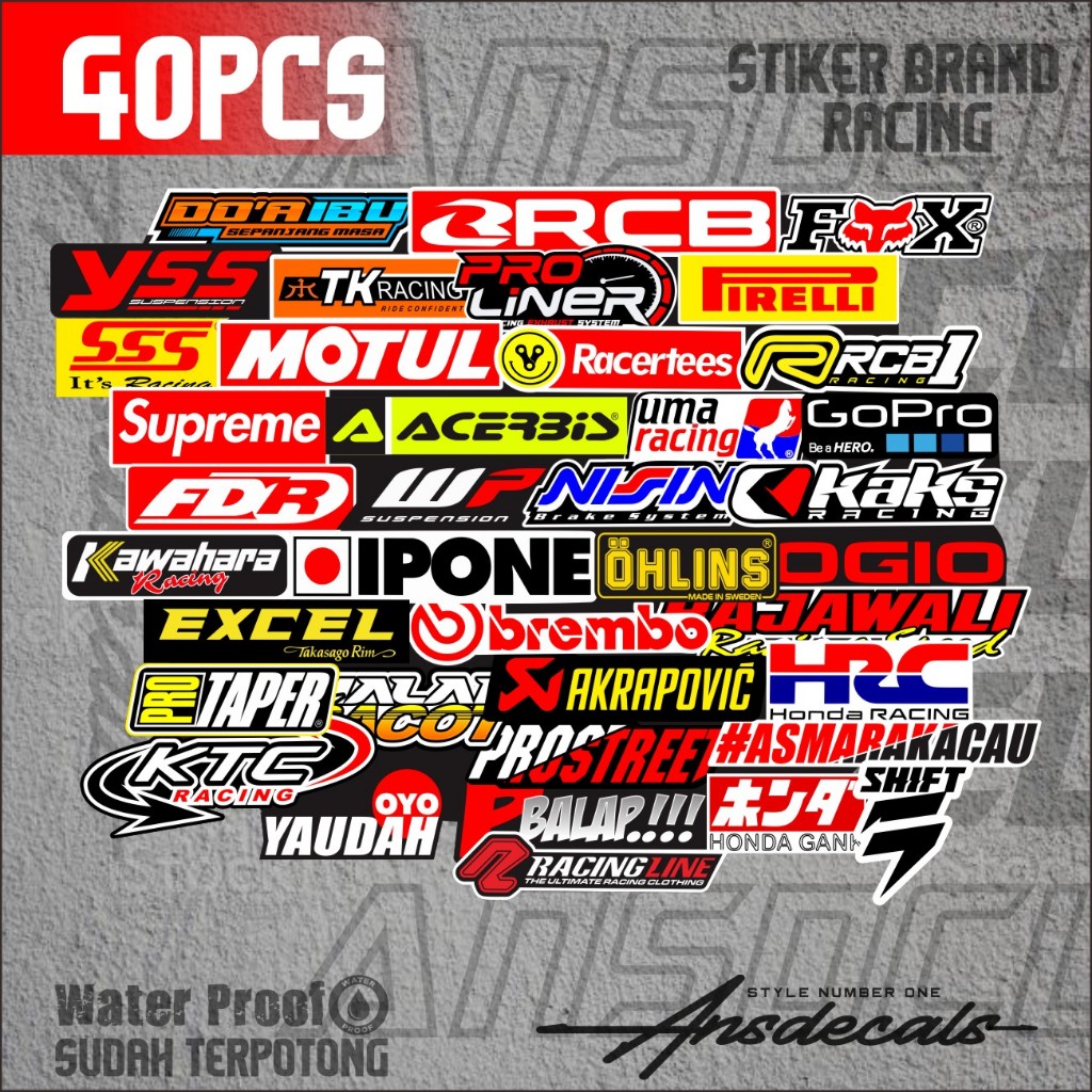 

Stiker paket stiker tempel 40pcs stiker brand stiker anti air paket 40pcs