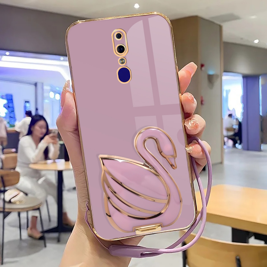 Case Oppo F11, F11 Pro Softcase Mewah Silikon Plating With Holder Kick Stand