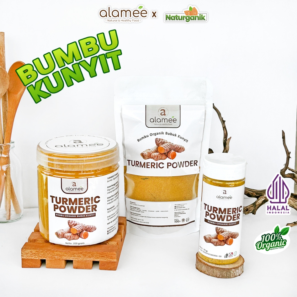 

ALAMEE Kunyit Bubuk Turmeric Powder Ground Bumbu Dapur Instan Organik Murni Seasoning Naturganik
