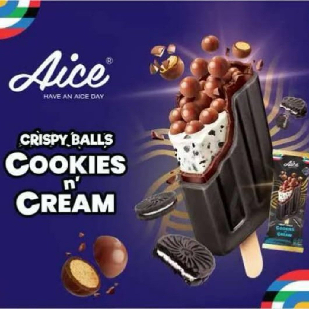 

Ice Cream AICE Crispy Balls Cookies & Cream Es Krim