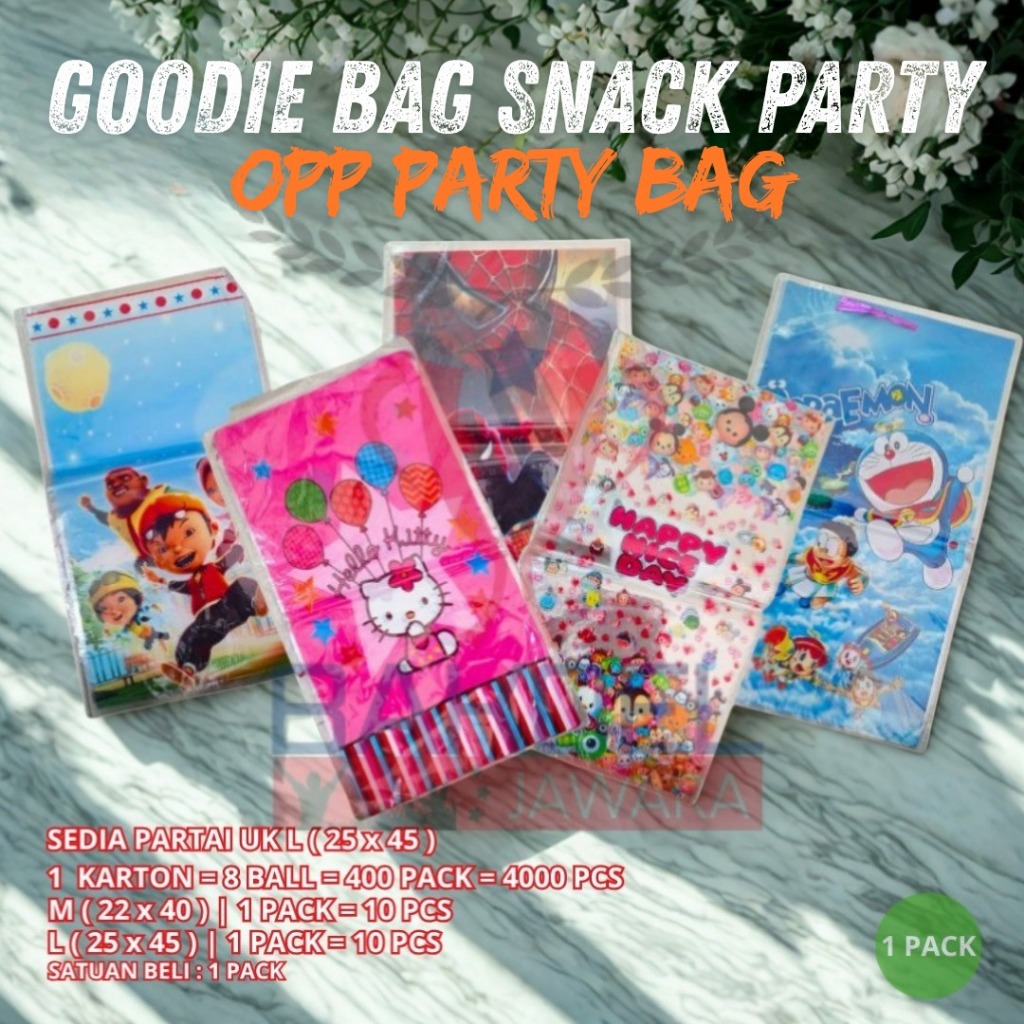 

( 10 PCS ) OPP SNACK PARTY GOODIE BAG MOTIF LUCU PLASTIK SOUVENIR HADIAH SNACK KUE ULANG TAHUN